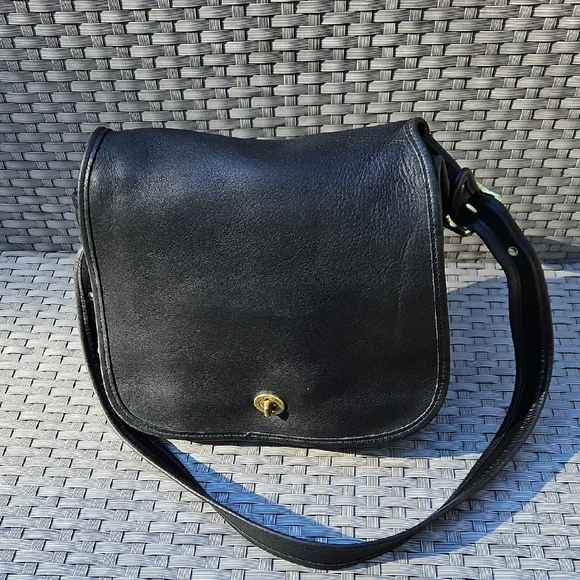 Vintage Coach Stewardess Midnight Black Leather Shoulder Bag - Picture 17 of 17